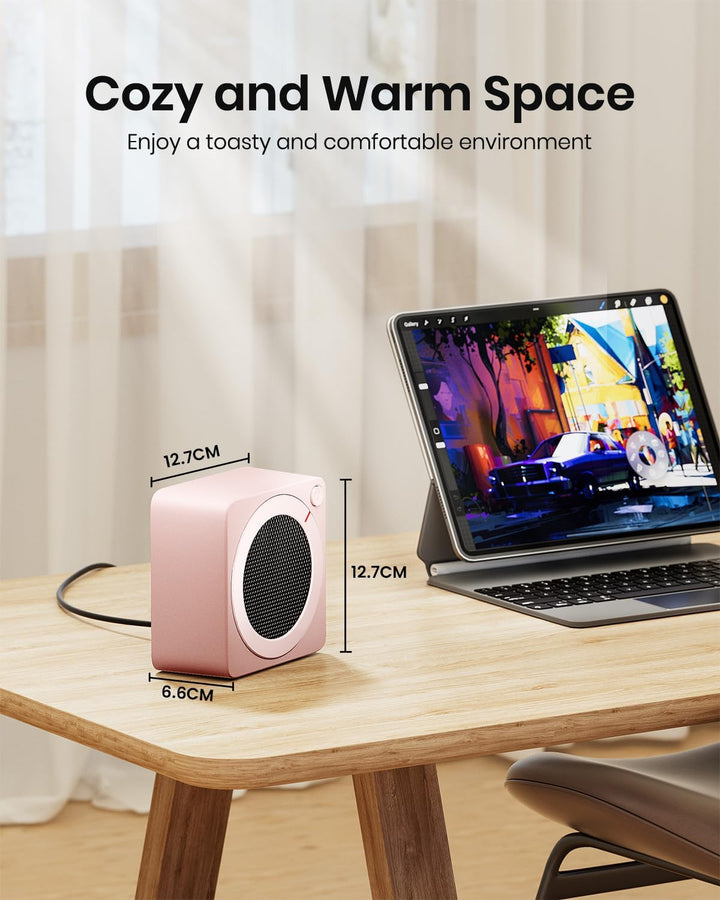 Gaiatop Mini Heizlüfter Energiesparend 500W, Heizlüfter Klein mit 2s PTC-Keramikheizung, mit Überhit