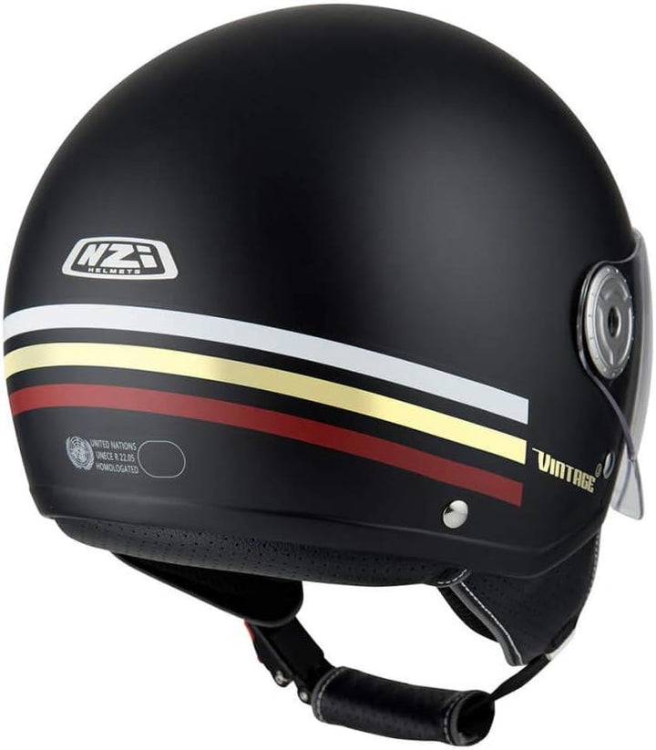 NZI Unisex-Adult Vintage 3 Helmet XS TRIBAND BLACK&BURGUNDY, XS TRIBAND BLACK&BURGUNDY