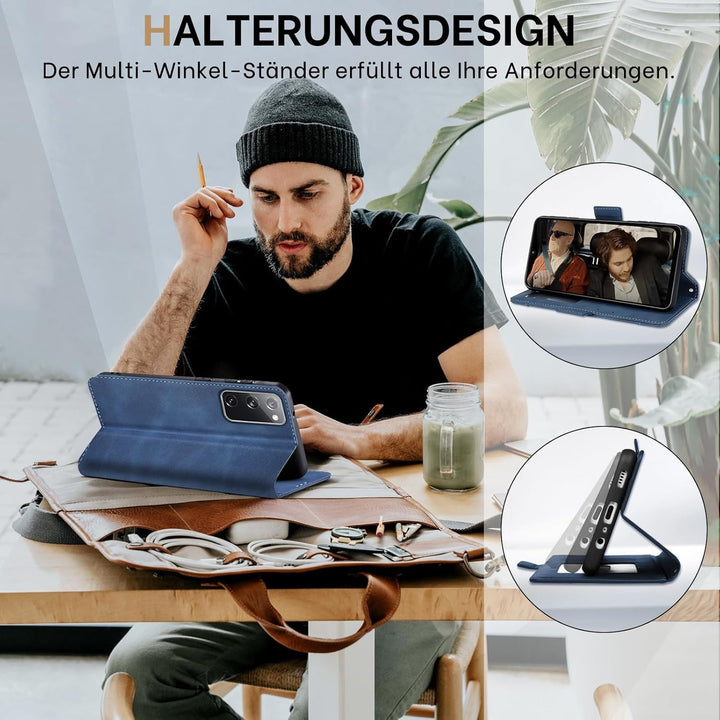für Samsung S20 FE Hülle mit Schutzfolie Klapphülle Kartenfach Handyhülle für Samsung Galaxy S20 FE