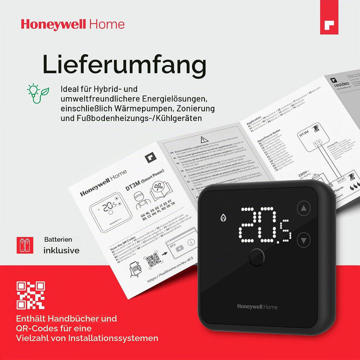 Honeywell Home DT3 Verdrahteter Raumthermostat, EIN/Aus Verkabelt | Premium Weiss, Verkabelt | Premi