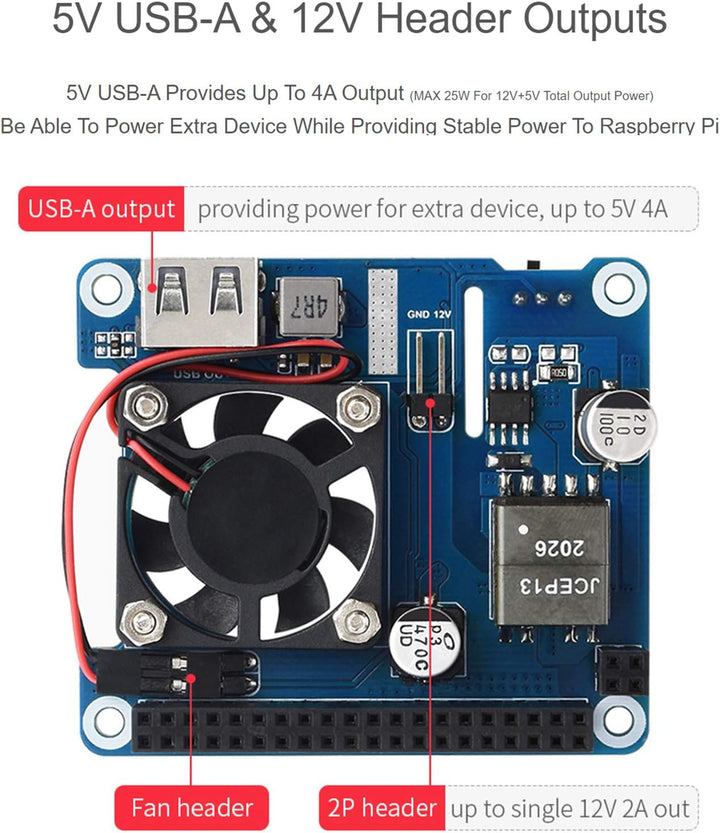 Waveshare Power Over Ethernet PoE HAT für Raspberry Pi 4 B /3B+, IEEE 802.3af/at PoE Netzwerk Standa
