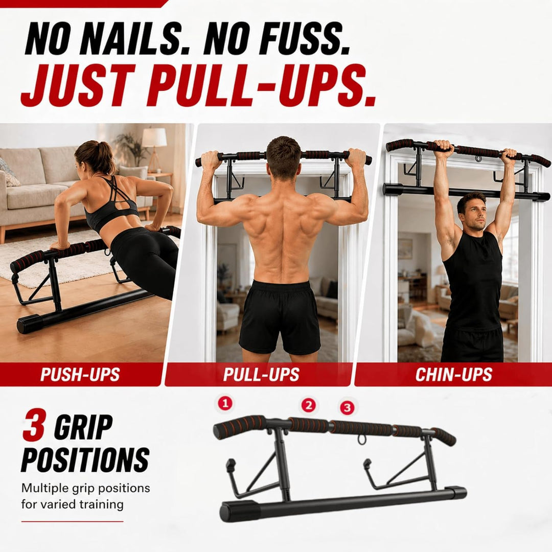 Klimmzugstange Türrahmen Ohne Schrauben, Pull Up Bar Door Frame mit Mehreren Griffpositionen für Vie
