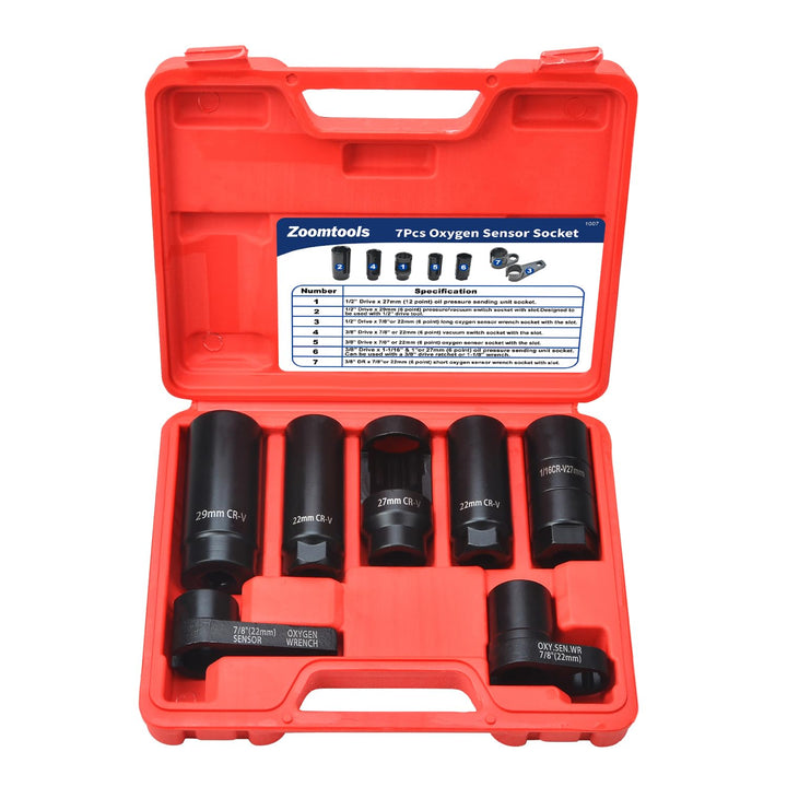 7tlg Lambdasonden Schlüssel Set, 22mm 27mm 29mm Lambdasonde Nuss Steckschlüssel Werkzeug Lambdasonde