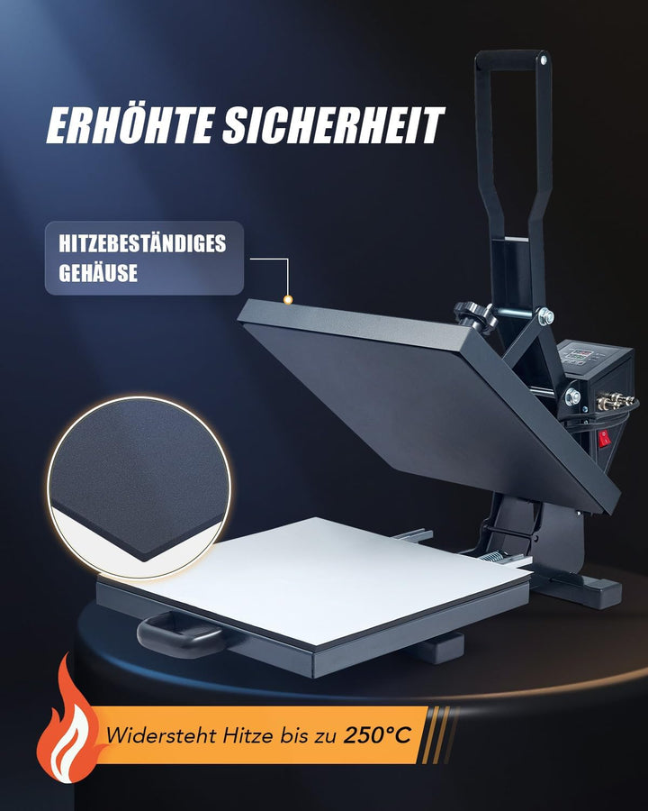 CREWORKS 1400W Transferpresse Textilpresse T-Shirt Sublimationsmaschine 38x38cm Hitzepresse Heat Pre