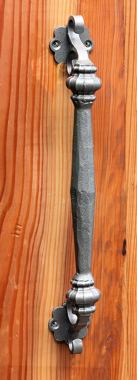 UHRIG Schmiedeeisen Schiebetürgriff 44 cm antik Anthrazit Grau, Türgriff für Haustür, Scheunentor us