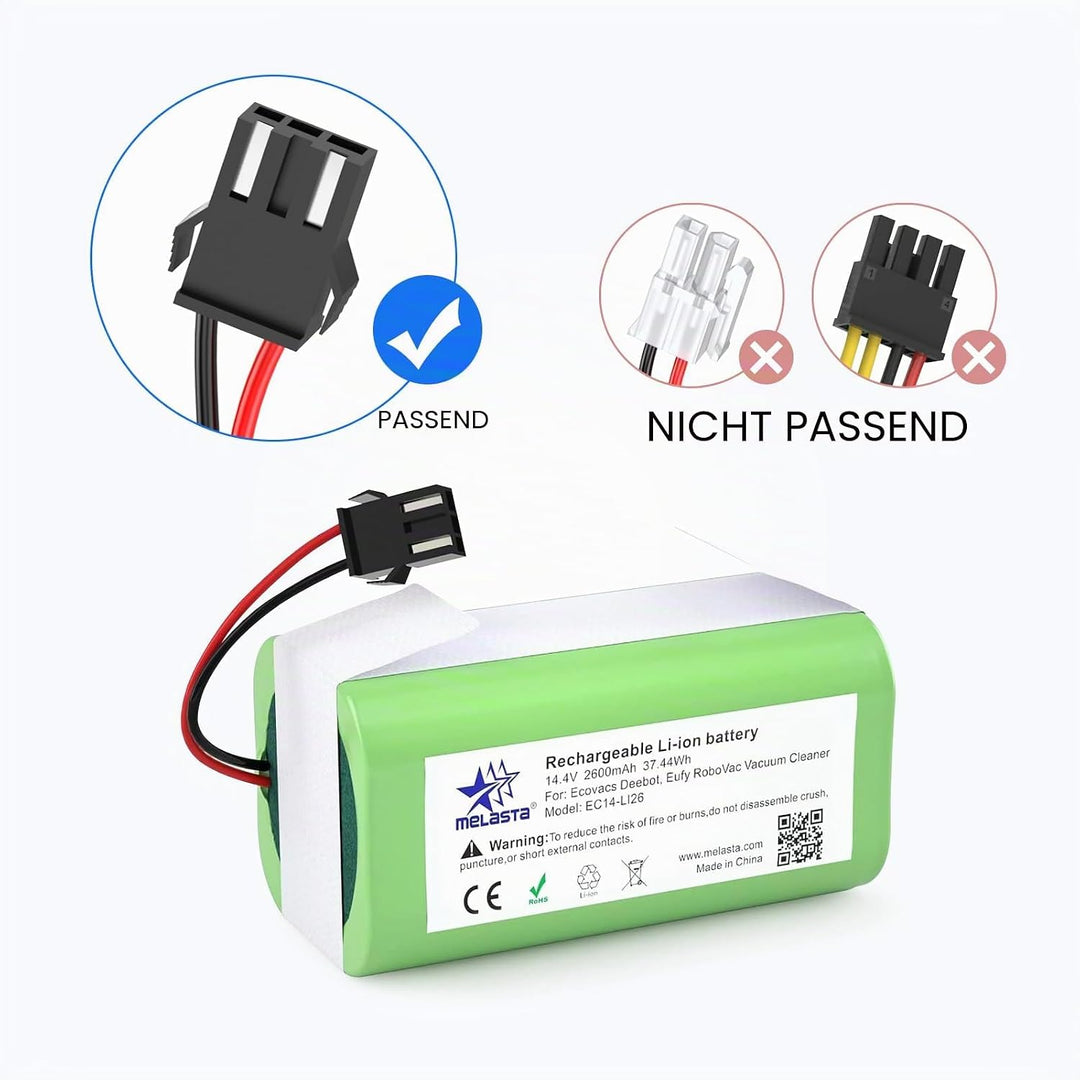 MELASTA 2600mAh Ersatzakku für Ecovacs Deebot N79 N79S DN622, 14,4V Li-Ion Akku Compatible with Tesv