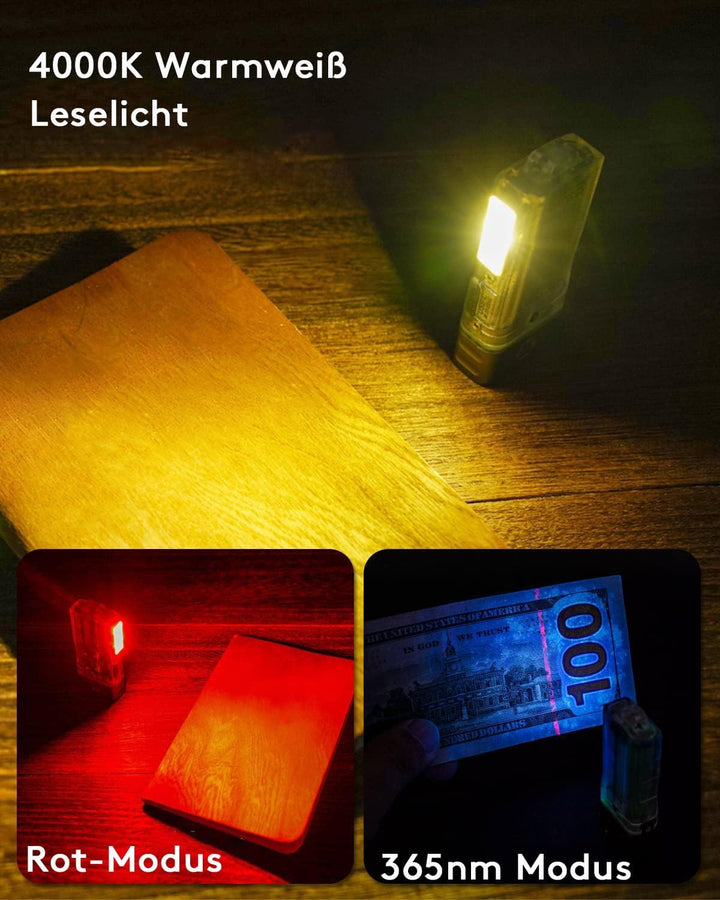 RovyVon E8 EDC Taschenlampe USB C Wiederaufladbar, Multifunktions Taschenlampe 4000K Hoher CRI, 500