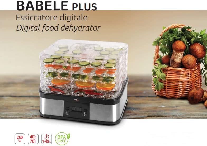Melchioni Family Babele Plus, digitaler Dörrautomat, für Obst, Gemüse, Fleisch, aromatische Kräuter,