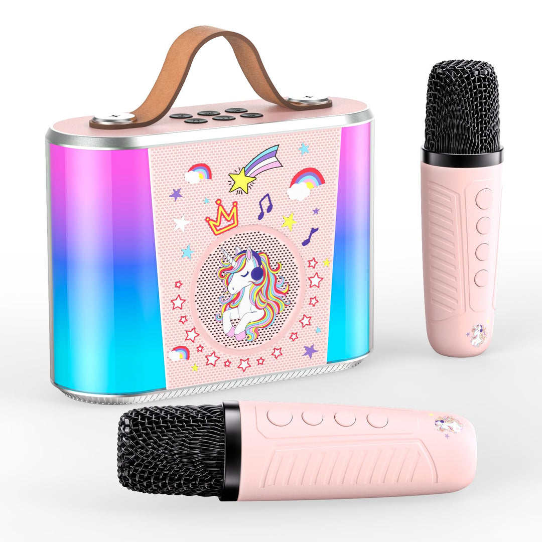 PKBD Karaoke Maschine für Kinder,Mini Karaoke Maschine mit 2 Mikrofonen, Tragbarer Bluetooth-Lautspr