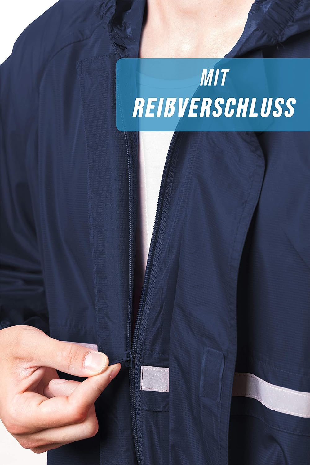 HOCK Regenponcho mit Reissverschluss und Ärmeln - Fahrradponcho Wasserdicht & Atmungsaktiv - Mit Kap