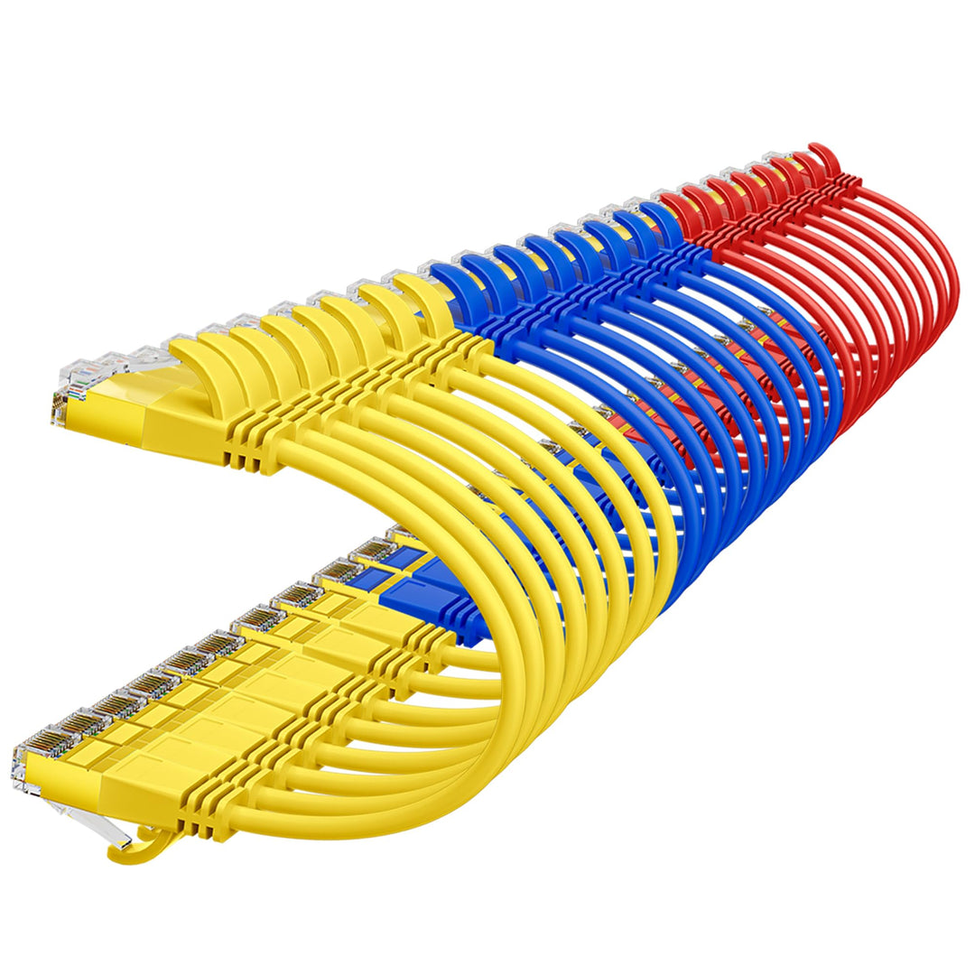 25cm Ultradünn/Slim OD:3.8mm CAT7 Ethernetkabel (Drei Farben, 24-Stück), 10Gbps kurz Netzwerkkabel,