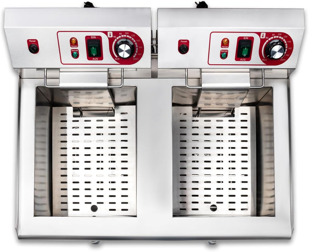 Beeketal 'BWF-162P' Profi Gastronomie Doppel Kaltzonen Fritteuse (2 x 16 Liter Volumen für max. 2 x