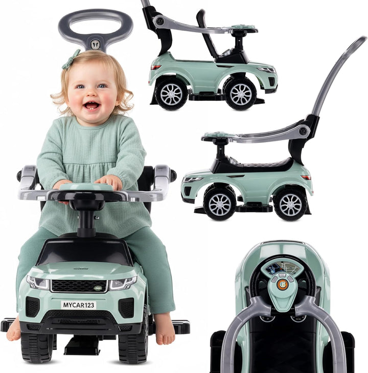 4in1 Kinderauto Rutschauto ab 2 Jahre und Schiebeauto mit Hupe und Musik, Rutschauto mit Stauraum un