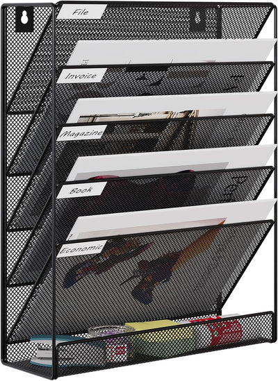 EasyPAG 6 Fächer Metall A4 Zeitschriften Halter Wand Akten Dokumenten Ablage Hängend Magazin Organiz