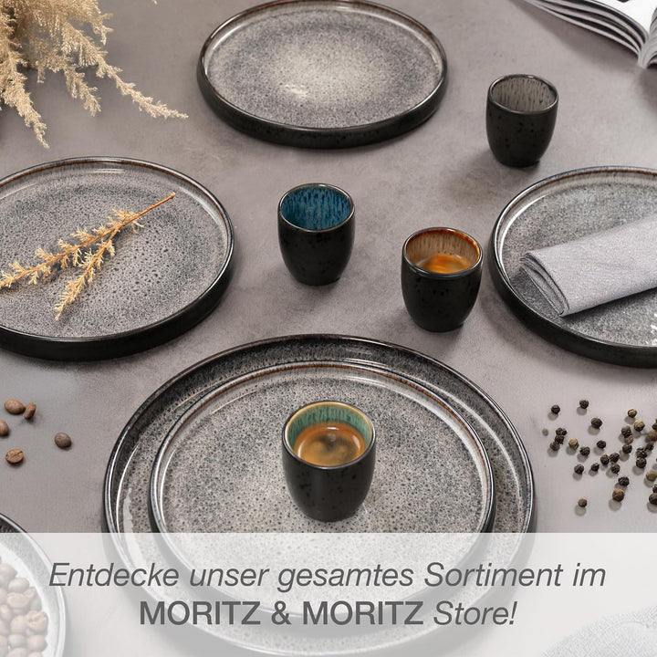 Moritz & Moritz SOLID Espressobecher 4er Pack - Steingut Espresso Tassen 70 ml im Set - Reaktives De
