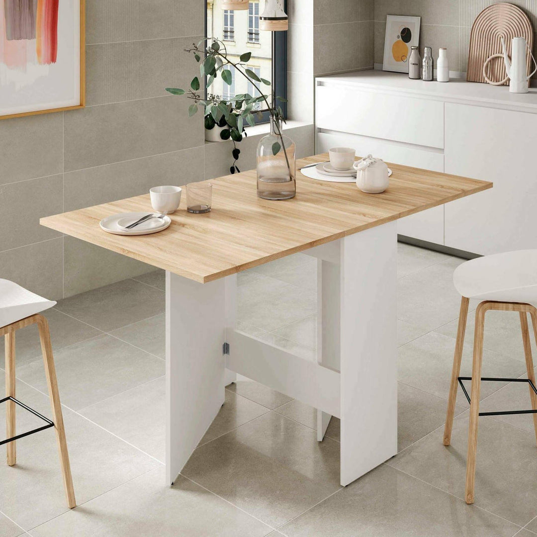 Dmora - Ausziehbarer Toledo-Tisch, klappbarer Esstisch mit klappbarer Platte, klappbarer Beistelltis