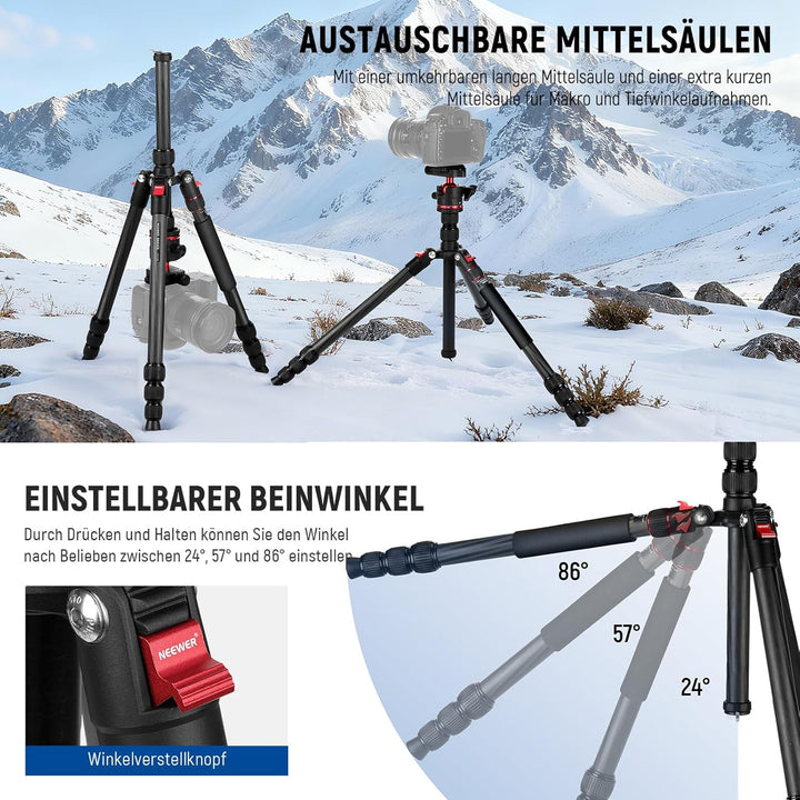 NEEWER Basics Carbonfaser Reisestativ Einbeinstativ, 64" kompaktes leichtes tragbares Handy Kamera S
