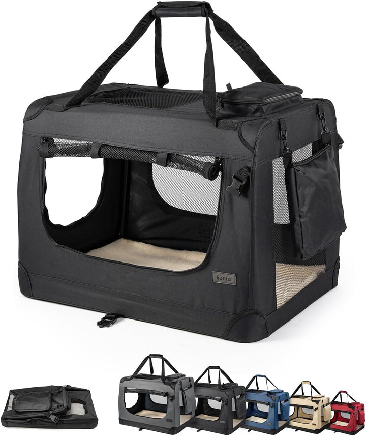 Dibea Hundetransportbox Hundetasche Hundebox Faltbare Kleintiertasche Schwarz (XXL) 90x61x65