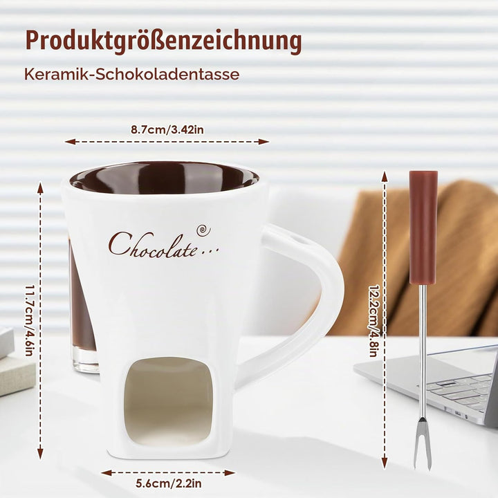 Jognee Schokofondue Tasse, Keramik Schokoladenfondue, Schokoladen-Hot-Pot-Schmelzbecher, Mehrzweck C