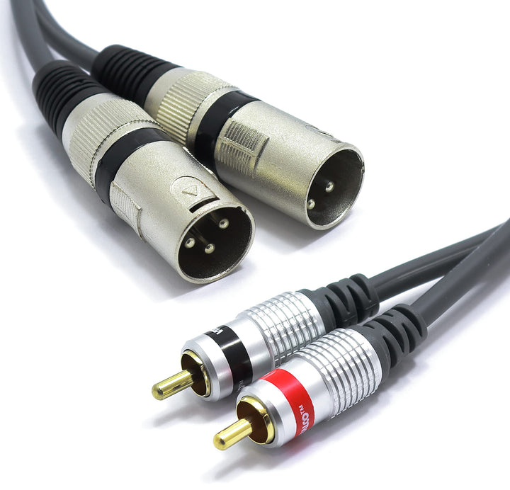 2x XLR Stecker auf 2x Cinch Stereo Kabel 5m Mikrofonkabel 3 Polig auf Chinch Adapter 2-XLR-M/2RCA 5m