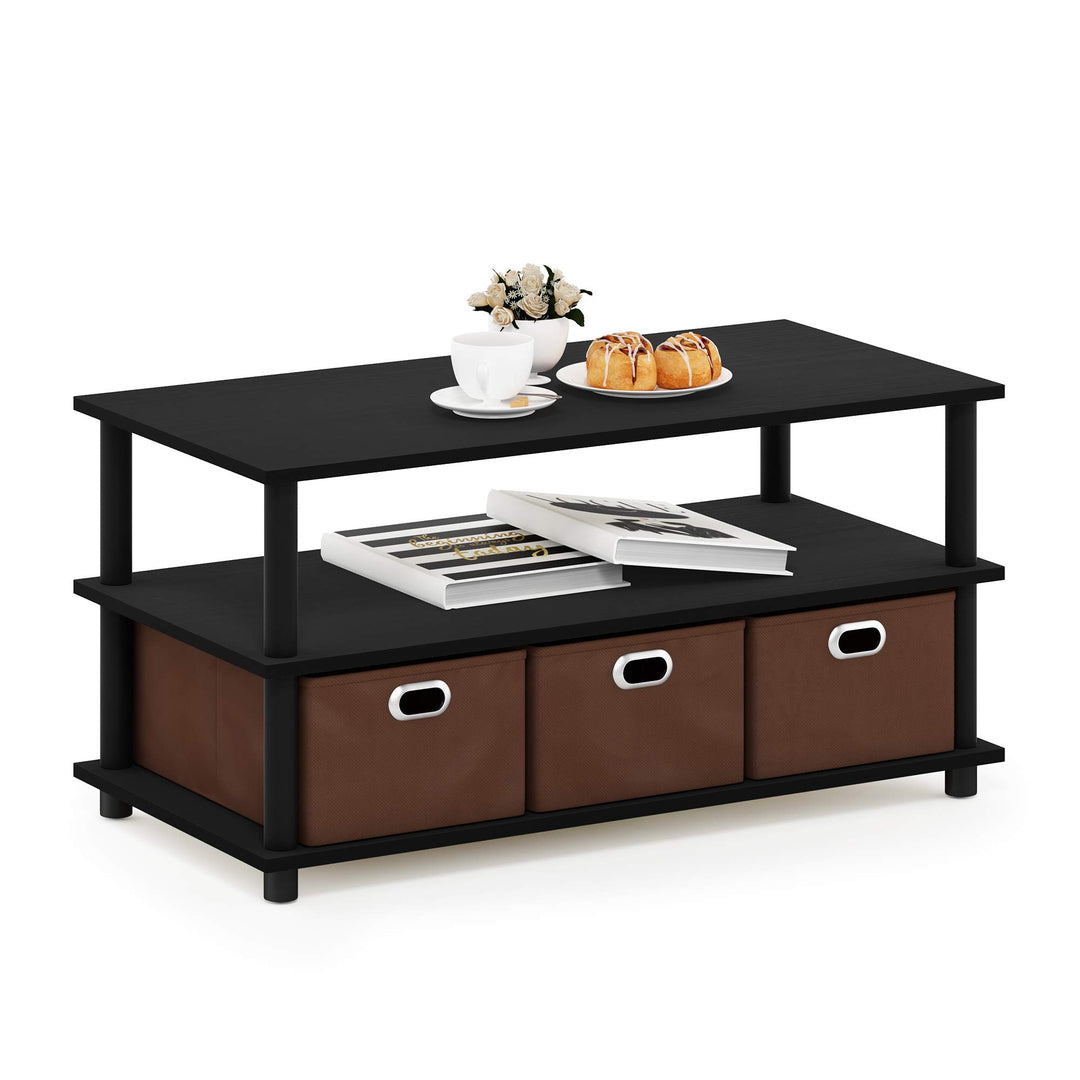 FURINNO Gruen Bücherregal, 3 Etagen, Schwarz, Schwarz