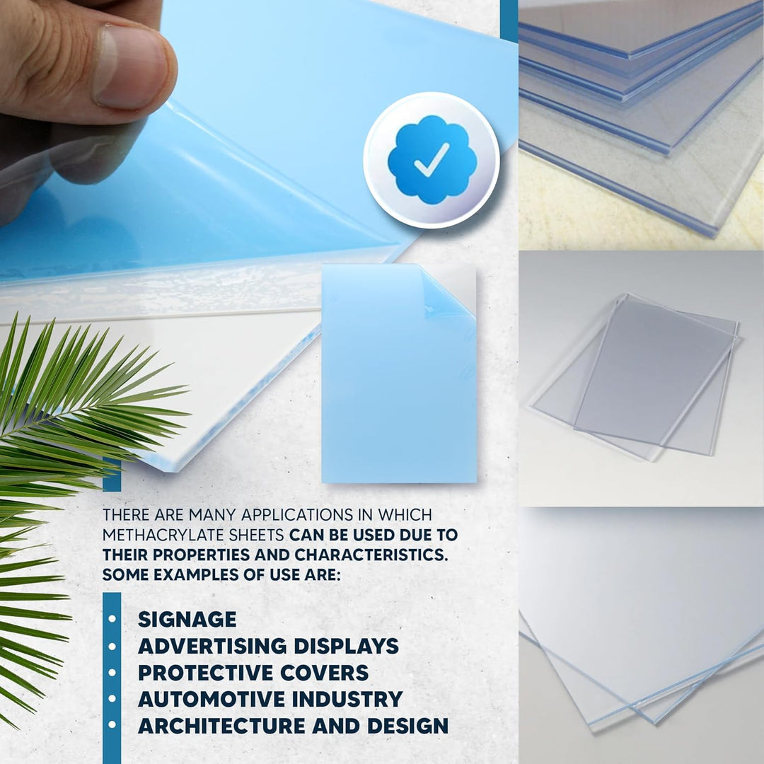 DOJA Barcelona | Transparente Acryl-Glas Platte | 210 x 297 mm | 3mm | Pack 5 | A4 | Methacrylat-Gla