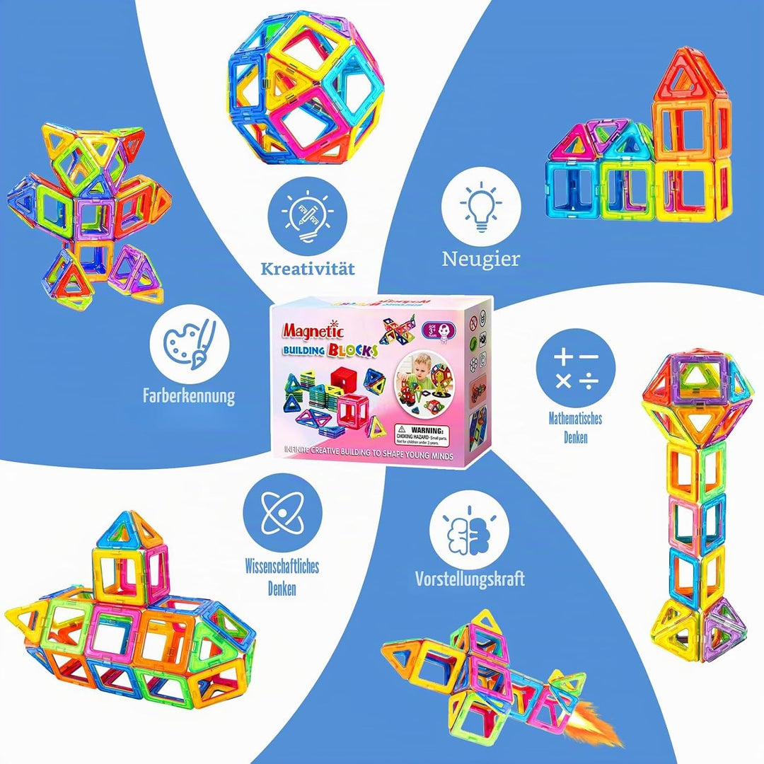61 Magnetische Bausteine, Magnetbausteine, Magnetsteine Kinder Magnetische Bausteine Spielzeug Gesch