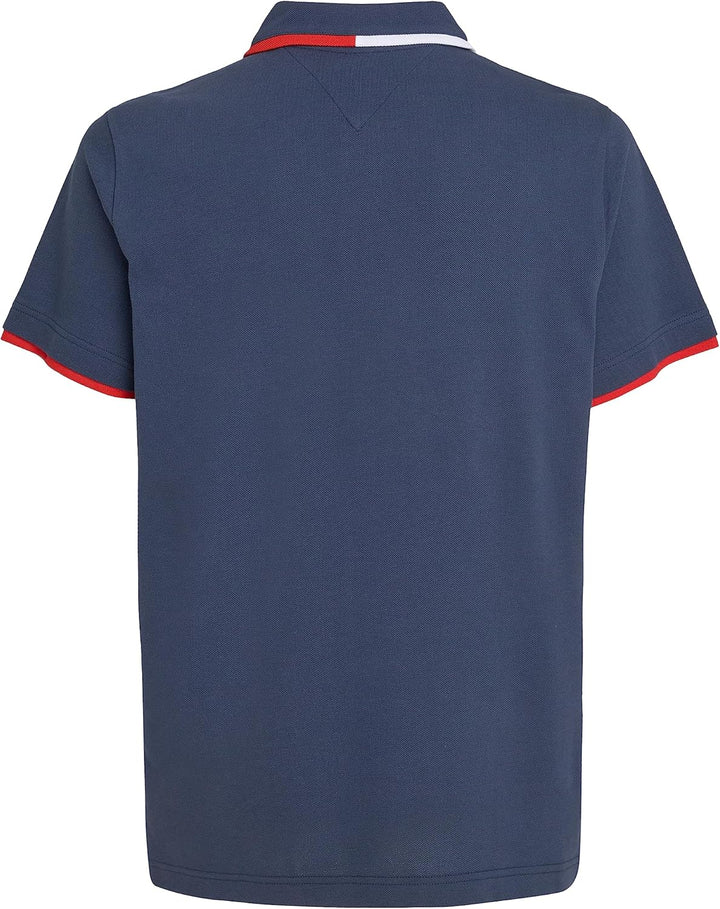 Tommy Jeans Herren TJM Reg Flag Neck Polo Kurzarm Poloshirts, Blau