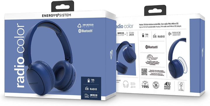 Energy Sistem Radio Color Bluetooth-Kopfhörer mit FM-Radio (100% recycelter Kunststoff, MP3-Player u