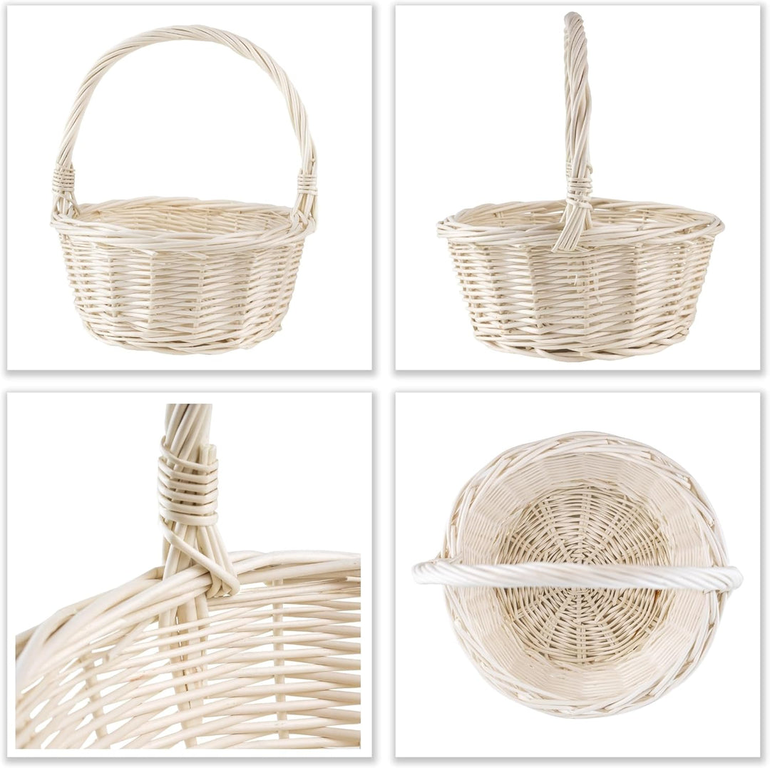 Creative Home Kleiner Weidenkorb mit Henkel Weiss | Klein 22 x 22 x 26 cm (+/- 2 cm) | Handgeflochte