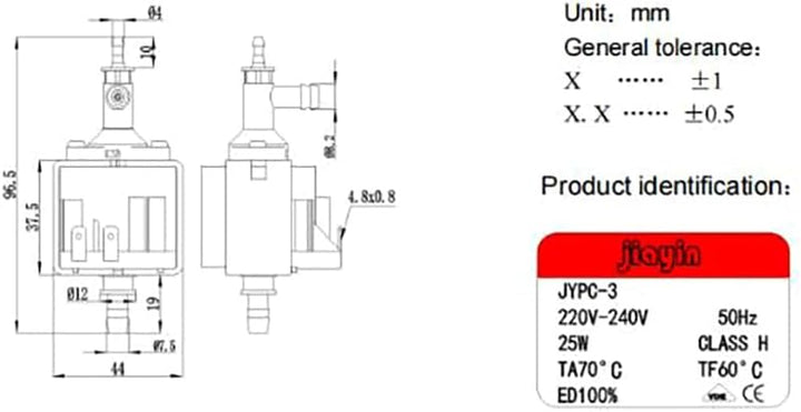 Jiayin JYPC-3 AC 220 V – AC 240 V 25 W 245 cc/min Kolben Typ Wasser-Saugeisen elektromagnetische Pum