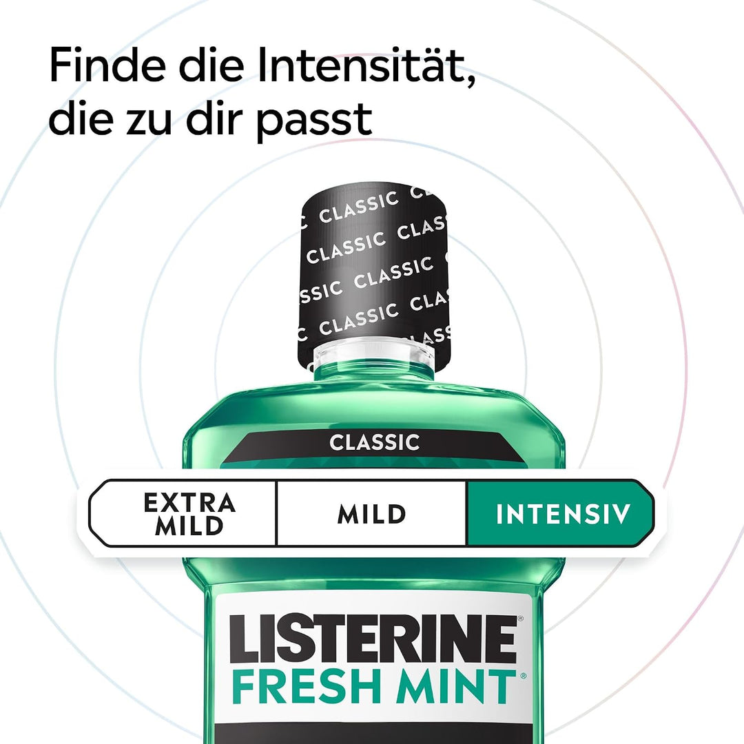 Listerine Fresh Mint (6 x 500 ml), antibakterielle Mundspülung mit ätherischen Ölen für einen frisch