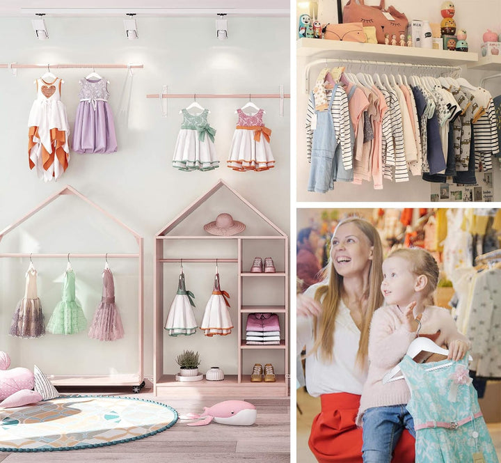 Homewit Baby kleiderbügel Holz, 24 Stück Kinder Kleiderbügel aus Holz mit Rockkerben und Hosensteg,