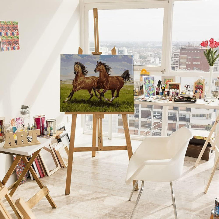 Artnapi Malen nach Zahlen Erwachsene mit Rahmen | DIY Handgemalt | Laufende Pferde | Kit für Anfänge