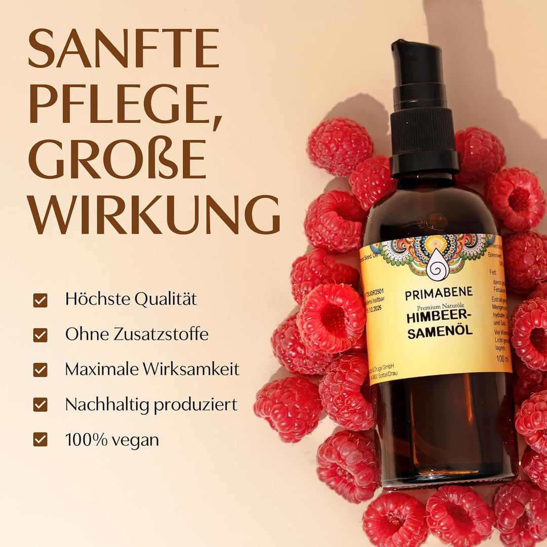 100% Himbeersamenöl - 50ml - rein &amp; kaltgepresstes Himbeersamen Öl für Hautpflege, Haarpflege &amp; Sonn