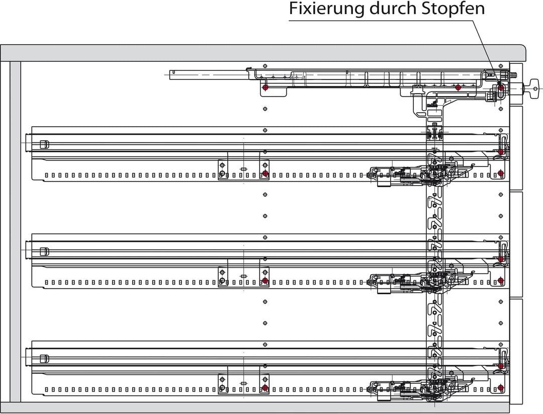 Hettich 77602 Systema TOP 2000 Container-Set Silent System, Teilauszug, ET 530mm, schwarz, Schwarz