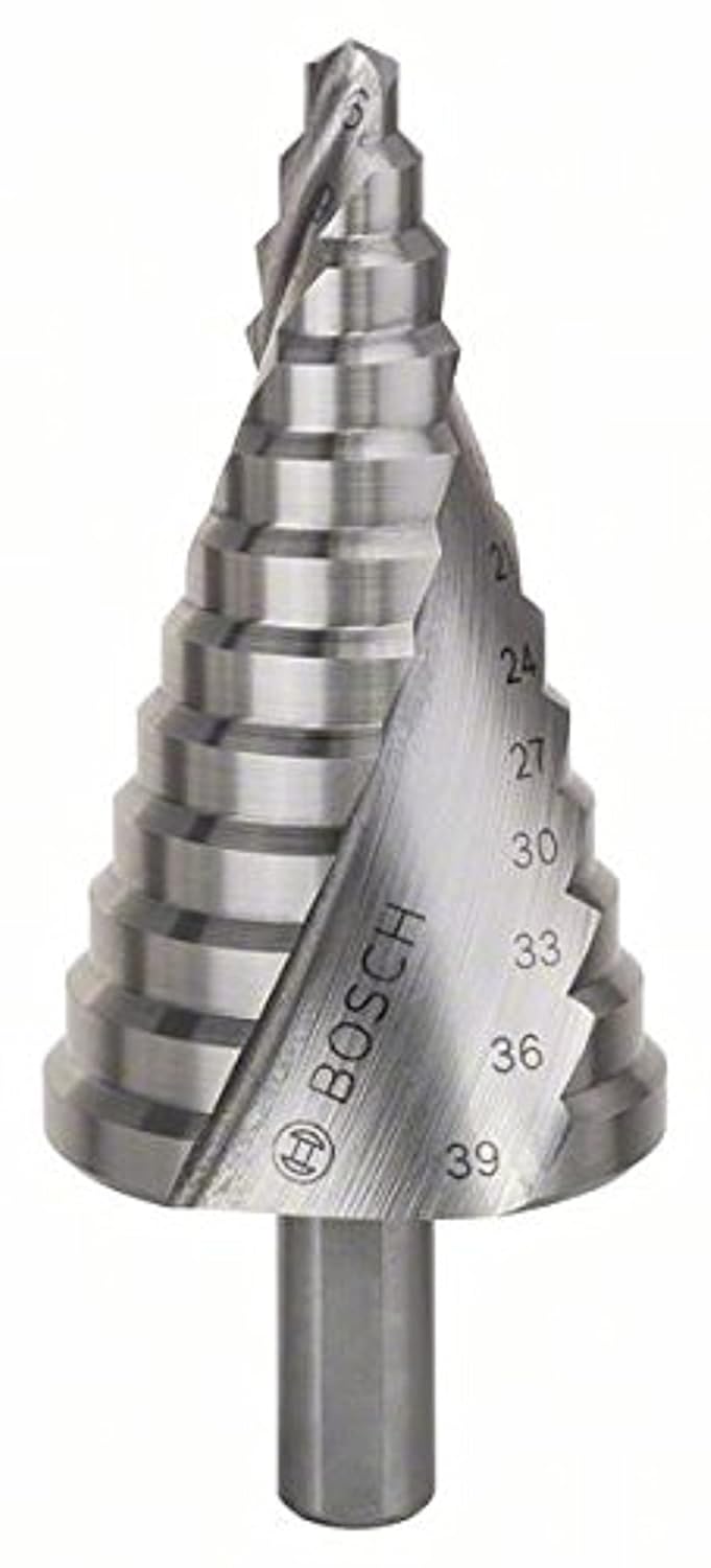 Bosch Professional Stufenbohrer HSS (für dünne Materialien z.B. Stahlblech, Ø 6-39 mm, mit 12 Stufen