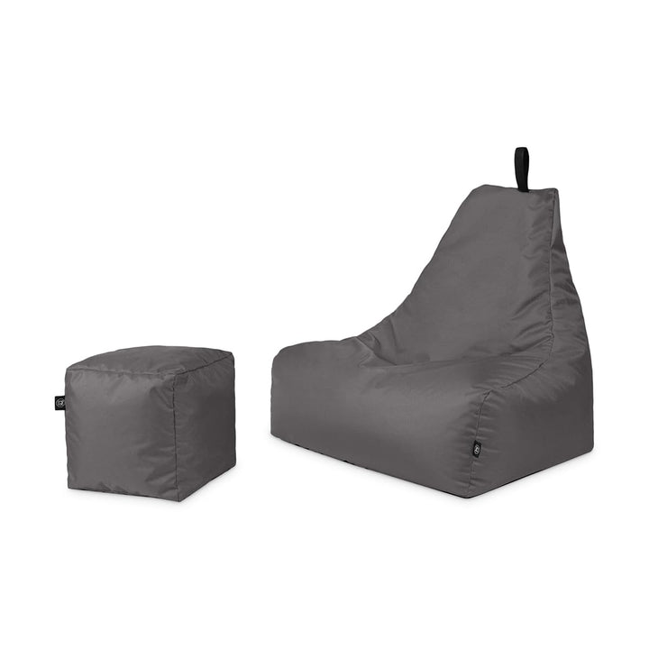 PATCH HOME Patchhome Sitzsack Lounge Sessel + Würfel/Hocker mit Reissverschluss Gamer Sitzkissen fer