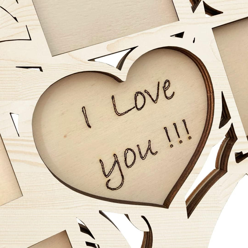 Pekiedo Bilderrahmen Lebensbaum aus Holz, Mehrfach-Bilderrahmen Love You, Geschenkidee für Freundin,