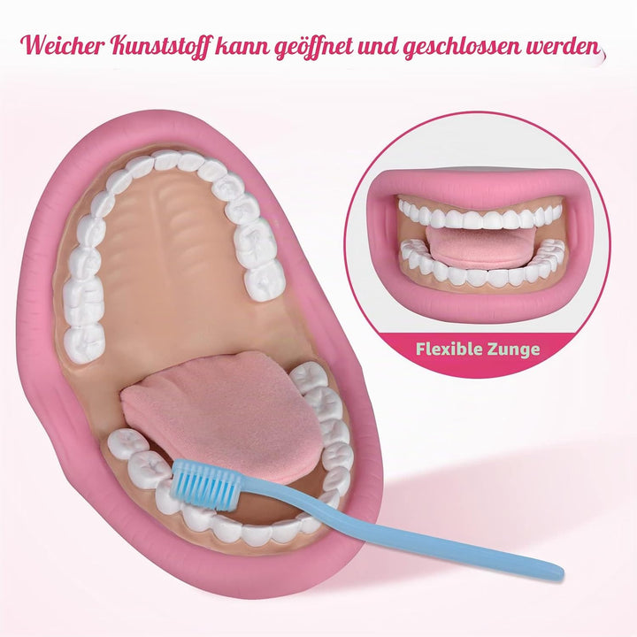 Ultrassist Mund Handpuppe mit Zunge für Kinder, Mundpuppe für Sprachtherapie, inklusive Zahnbürste