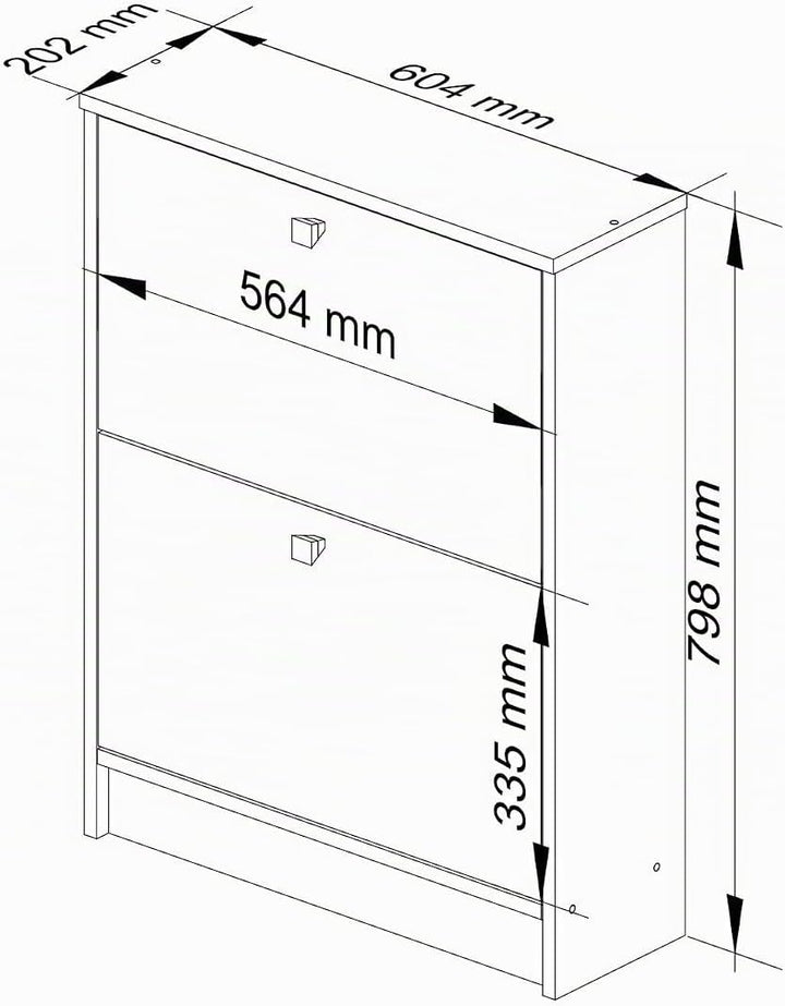 AKORD Schuhschrank mit 2 Schuhkippern | Schuhkipper | Schuhregal geschlossen | Schuhbank | Schuhaufb