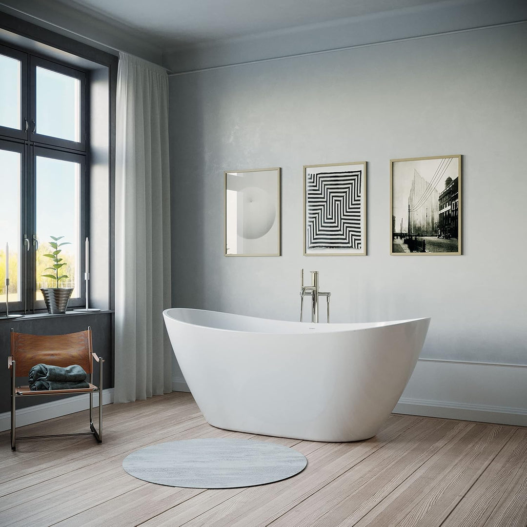 DURAVIT Freistehende Badewanne aus Acryl Standbadewanne DuraBerk in Weiss 170x70 cm Füllmenge: 202 l