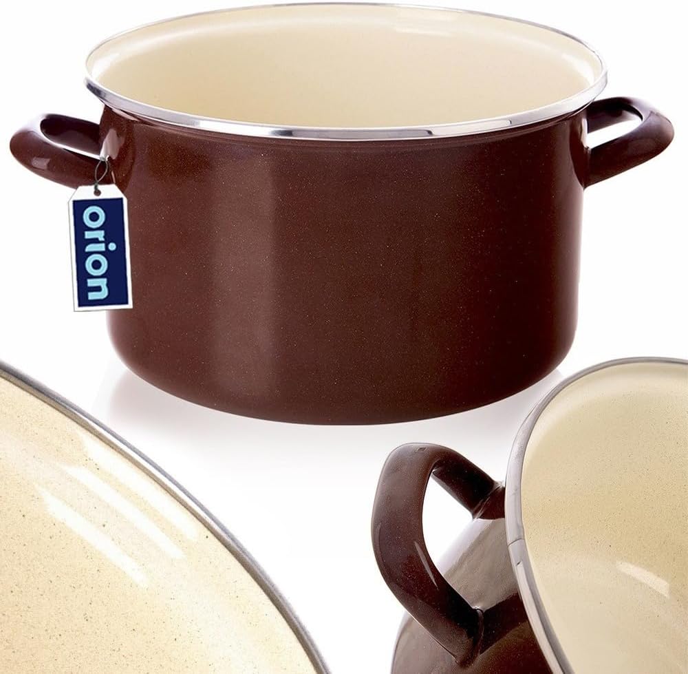 Emaille-Topf Kochtopf Schmortopf emailliert BROWN 26 cm 6,5 L