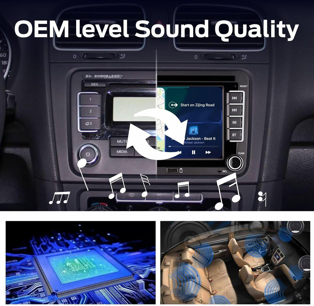 Autoradio Plug und Play Kompatibel für VW Golf 5 6 Passat Polo RCD330 mit kabelloses CarPlay Android