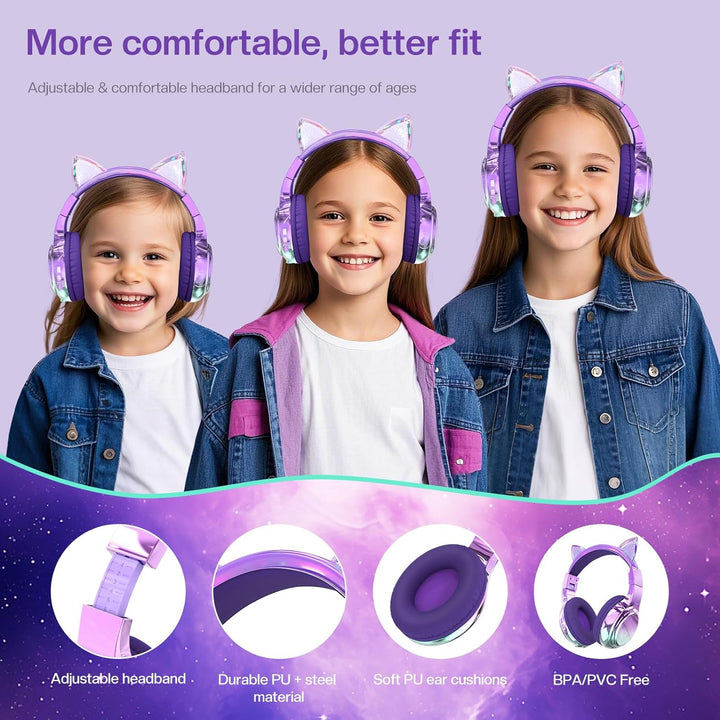 JYPS Bluetooth Kopfhörer Kinder, Metallisch Kabellose Kopfhörer Kinder Over Ear mit 74/85dBA Lautstä