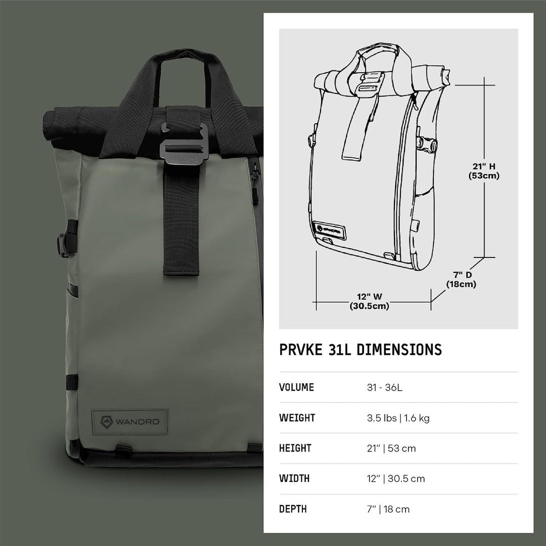 WANDRD All-New PRVKE Fotografie-Reise-Rucksack und Fotografie-Pack Grün 21L, Grün 21L