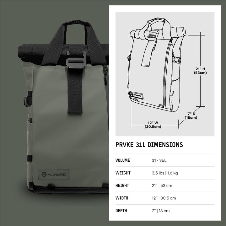 WANDRD All-New PRVKE Fotografie-Reise-Rucksack und Fotografie-Pack Grün 21L, Grün 21L