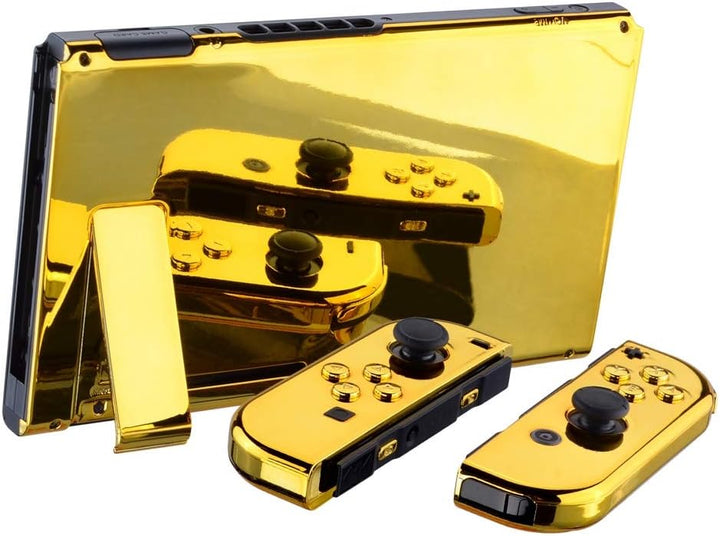 eXtremeRate Hülle Case für Nintendo Switch Joycon/Konsole, Rückgehäuse&Kickstand für Switch Console,