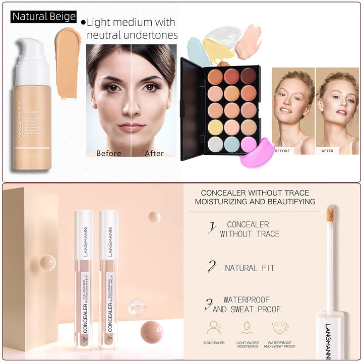 Professionelles Make-up Sets, MKNZOME 33St Schminkset mit Schminktasche Schminkkoffer Mädchen Gefüll