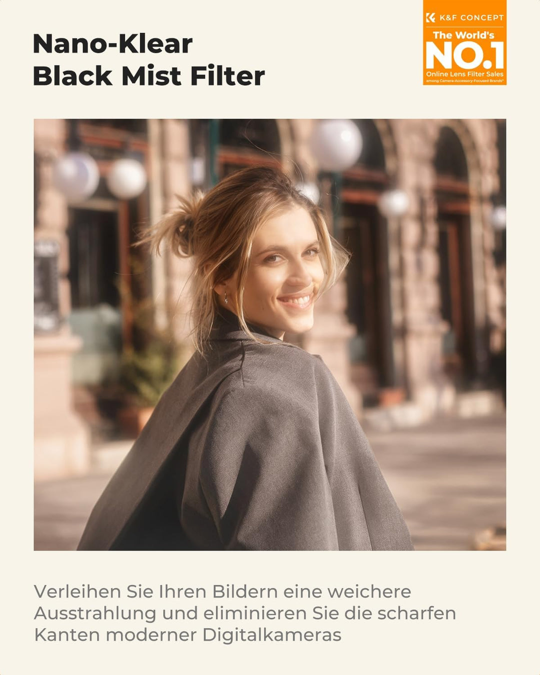 K&F Concept Nano-K Serie Black-Mist 1/2 Filter 62mm Black Promist 1/2 Filter aus Optisches Glas mit